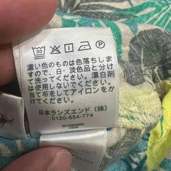 Lands' End Linen Button Front Tropical Button Up Top M(10-12) - Picture 6 of 7